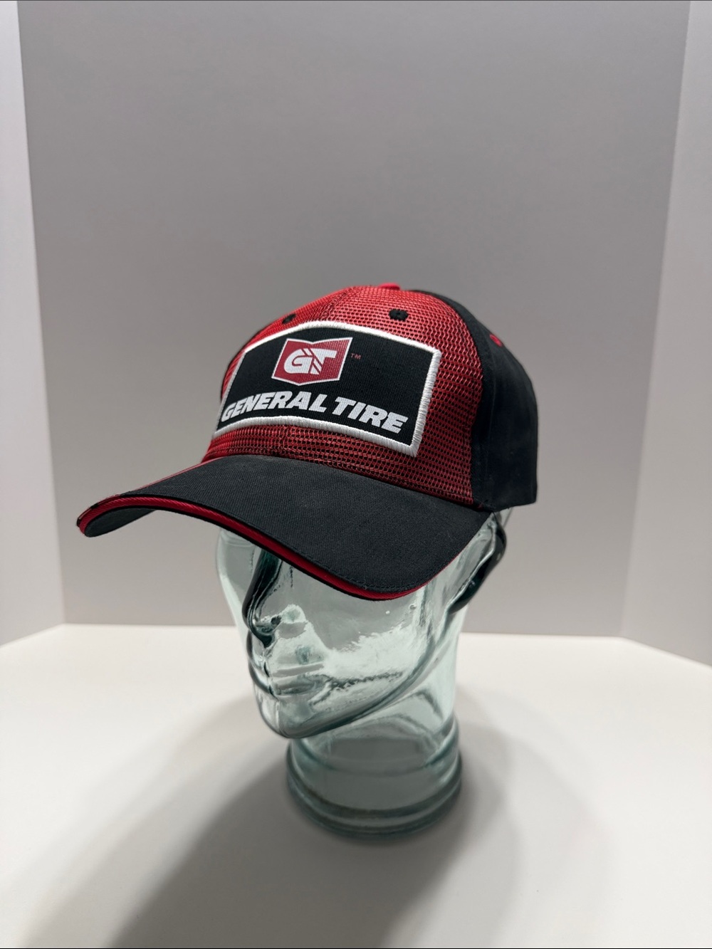 Vintage General Tire Men’s Red and Black Mesh Trucker Cap